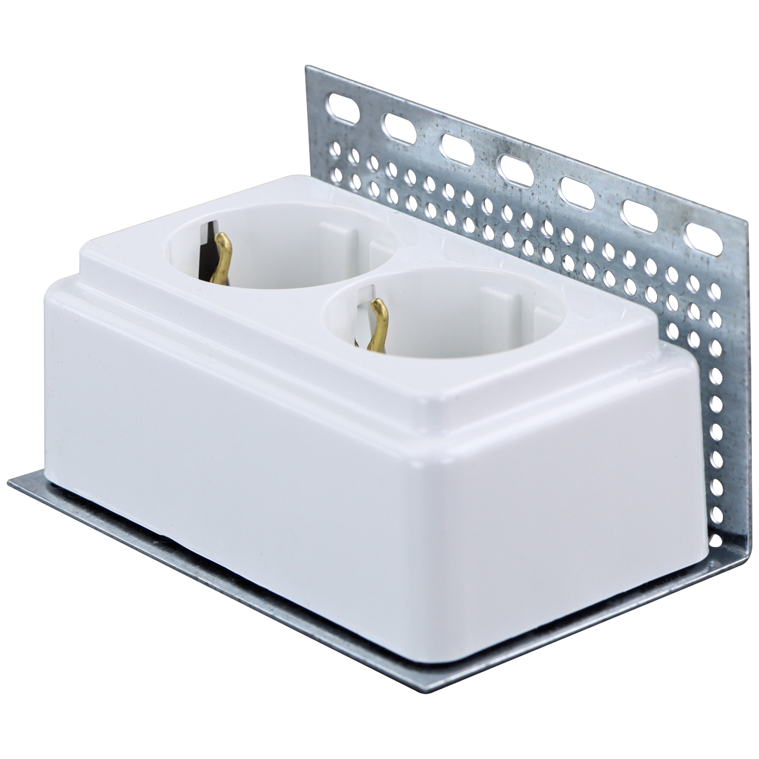 AP Steckdose 2-fach mit Winkelhalter