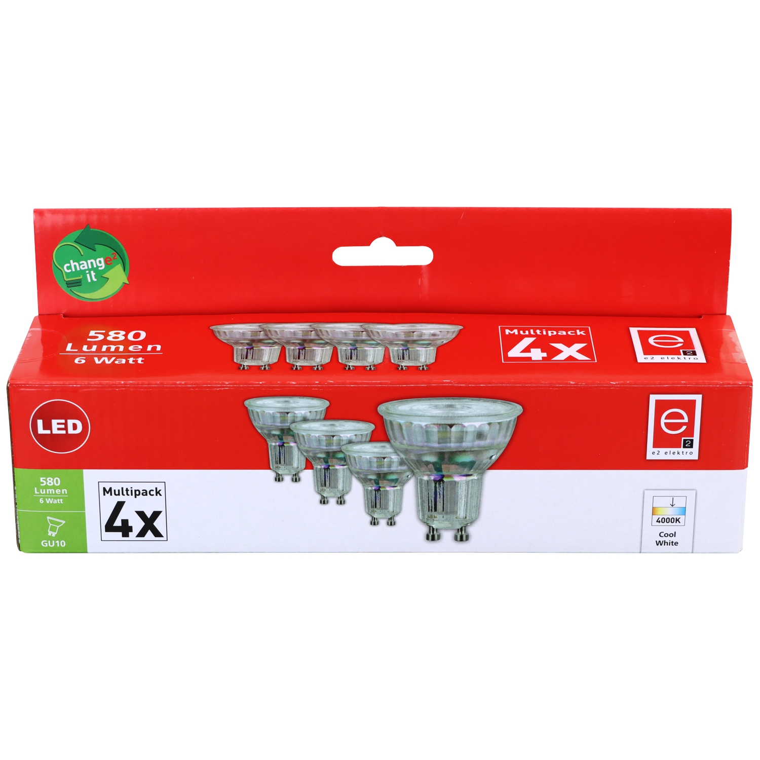 LED Spot GU10 6,0W 580lm 4000K 38° 4-Stück