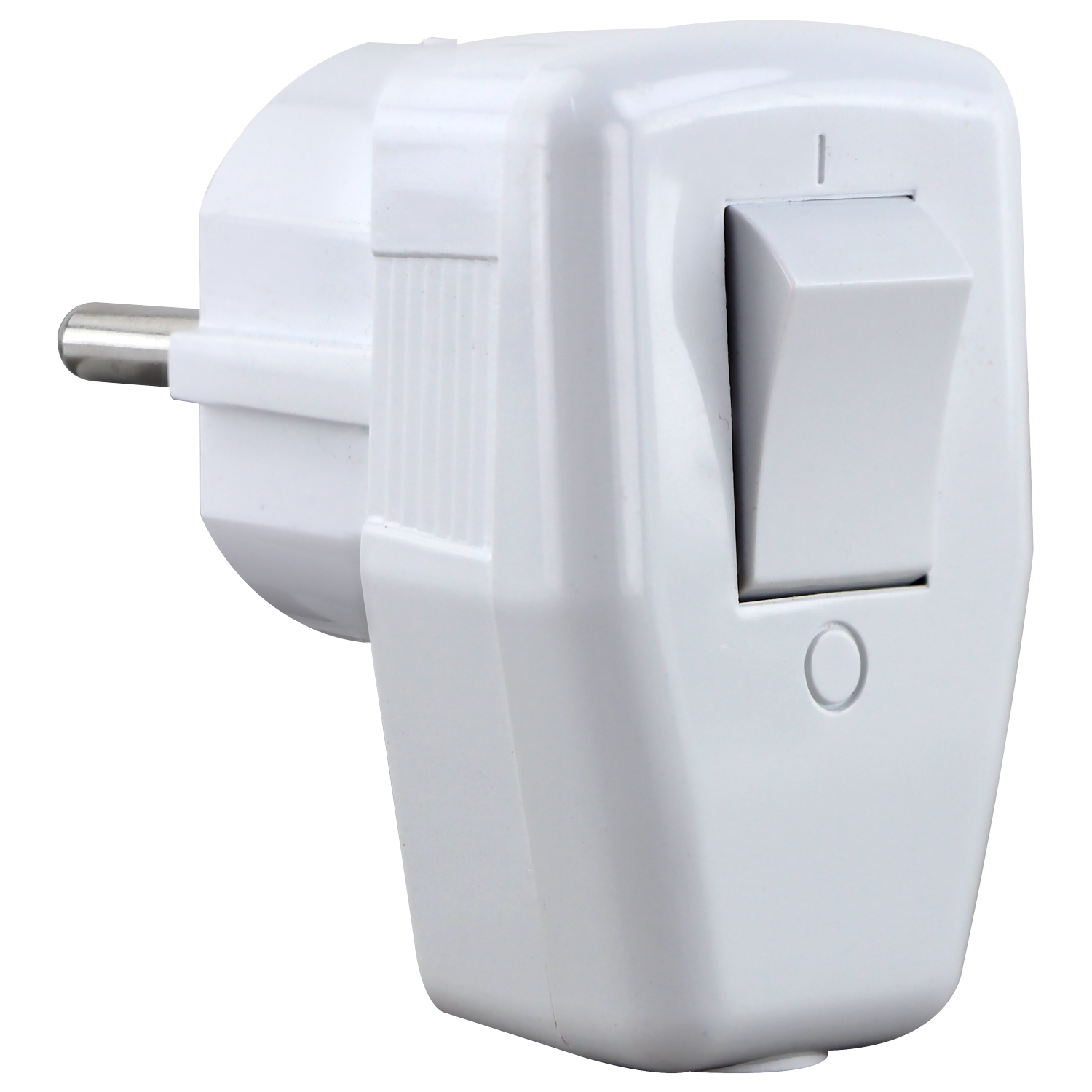 Schuko-Winkelstecker mit Schalter weiß
