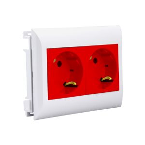 Brüstungskanal Steckdose BS 2-f rot