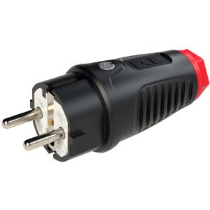 Schuko-Gummistecker schwarz IP54