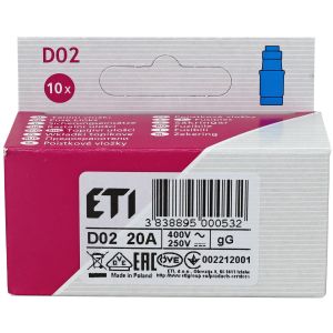 Sicherungseinsatz D02 20A 10 Stück