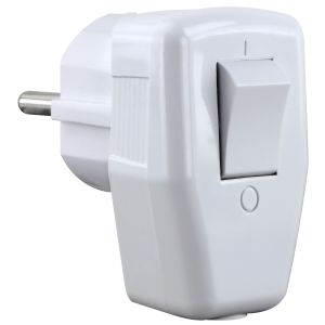 Schuko-Winkelstecker mit Schalter weiß