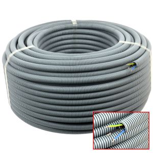 E-Rohr flex-M PP 20mm 100m mit YE 3x1,5mm² (schwarz, blau, gelb/grün)