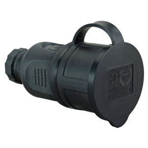 Gummikupplung Schuko schwarz IP44