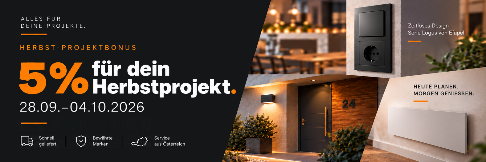 Herbst-Projektbonus bei elektro-24.at von 28.09. bis 04.10.2026