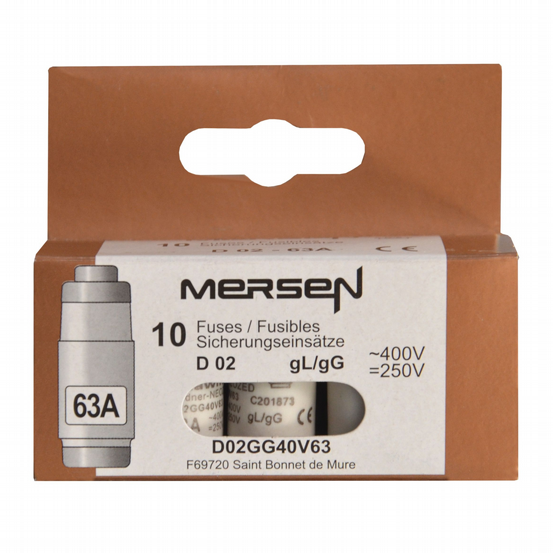 Sicherungseinsatz D02 63A 10Stk